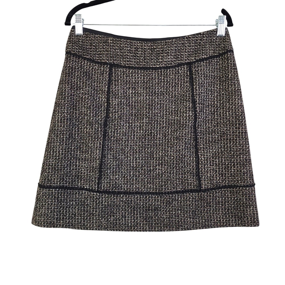 Halogen Womens‎ Tweed Mini Skirt Size 6 Black Tan Wool Blend Textured A-Line